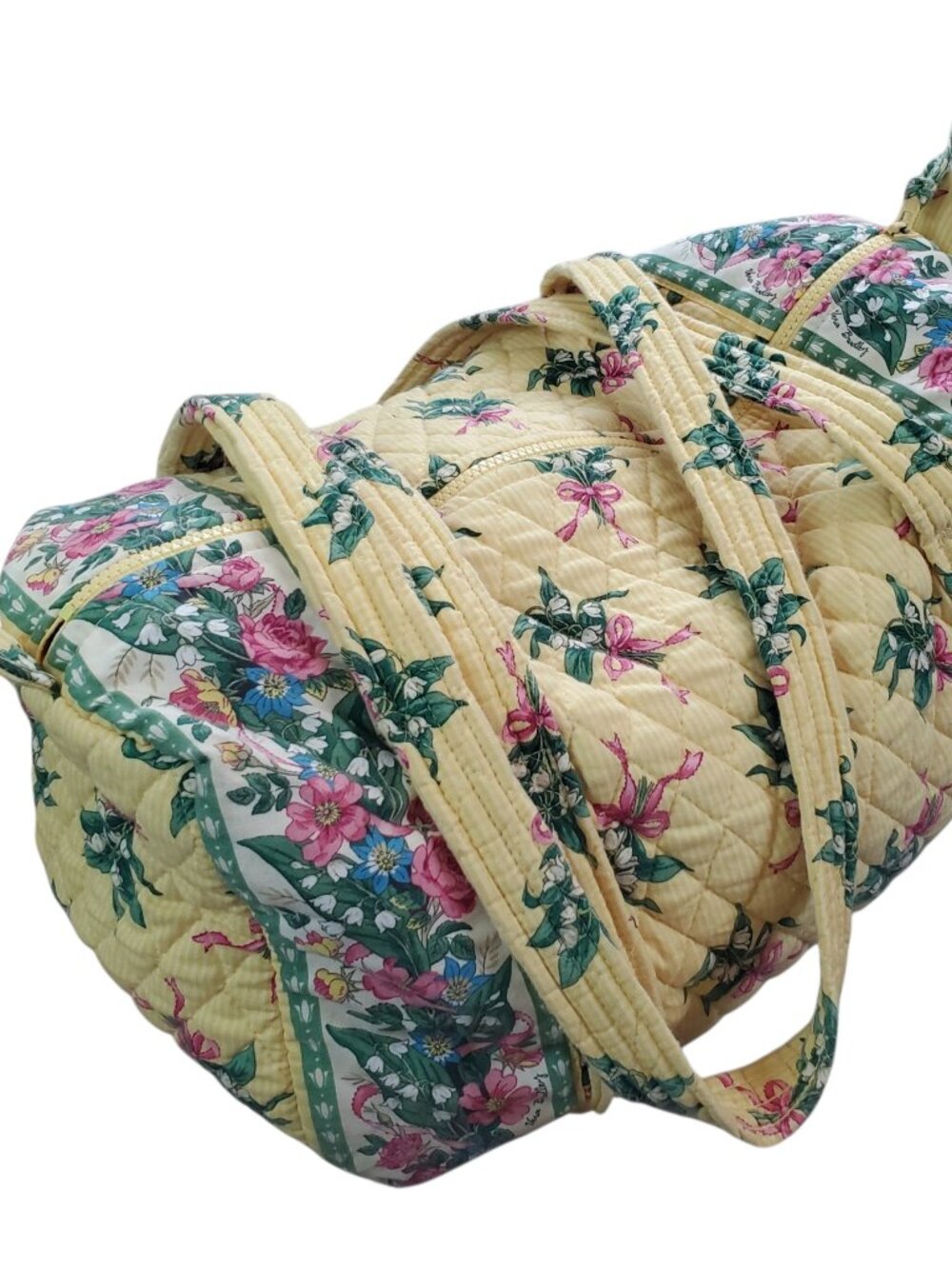 Vintage Very Bradley Yellow Quilted "Hope" Floral Duffel Bag